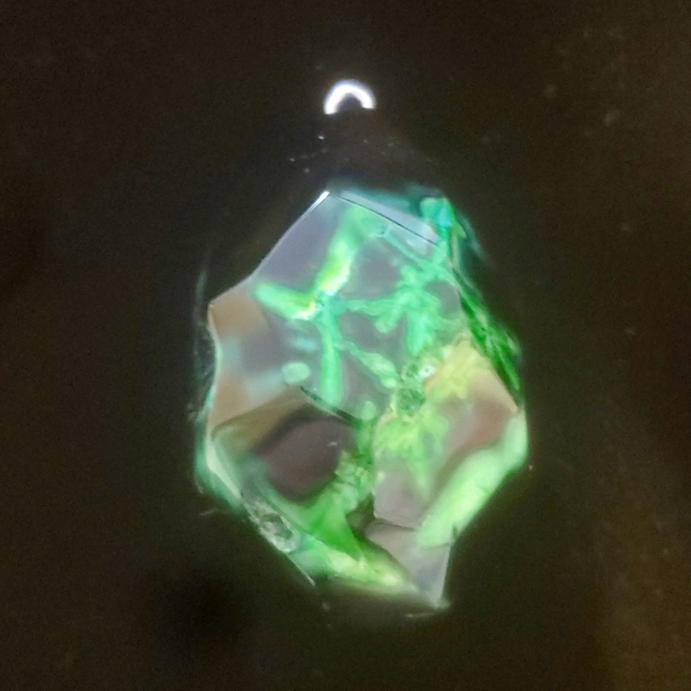 New Faceted Green & Black Fire Agate Pendant.